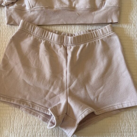 TNA Cozy Fleece Hoodie & Shorts Set - Grey Lilac (XS Hoodie, M Shorts) - Picture 3 of 9